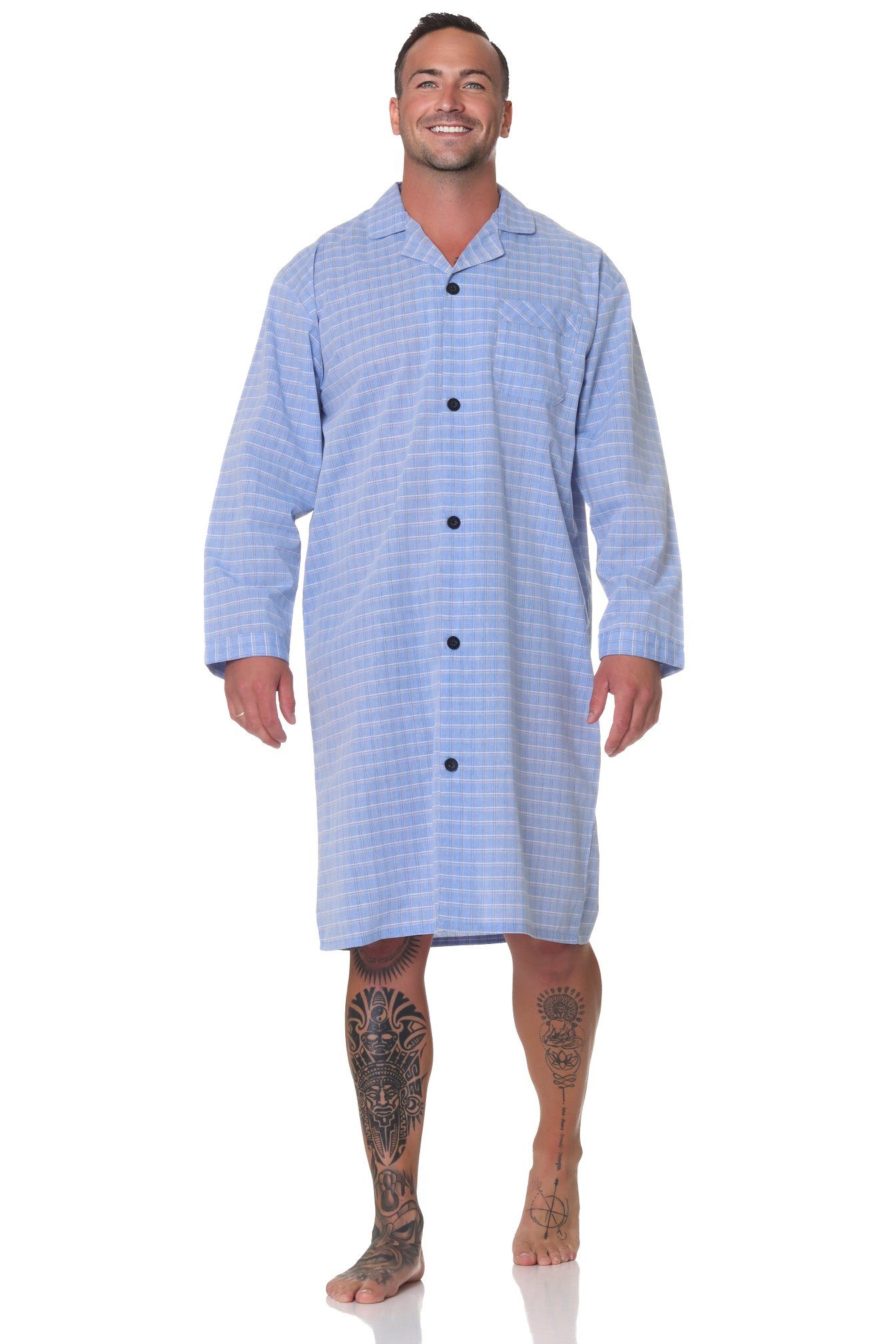 Normann Pyjama Normann Herren langarm Nachthemd gewebt - auch in Übergröße günstig online kaufen