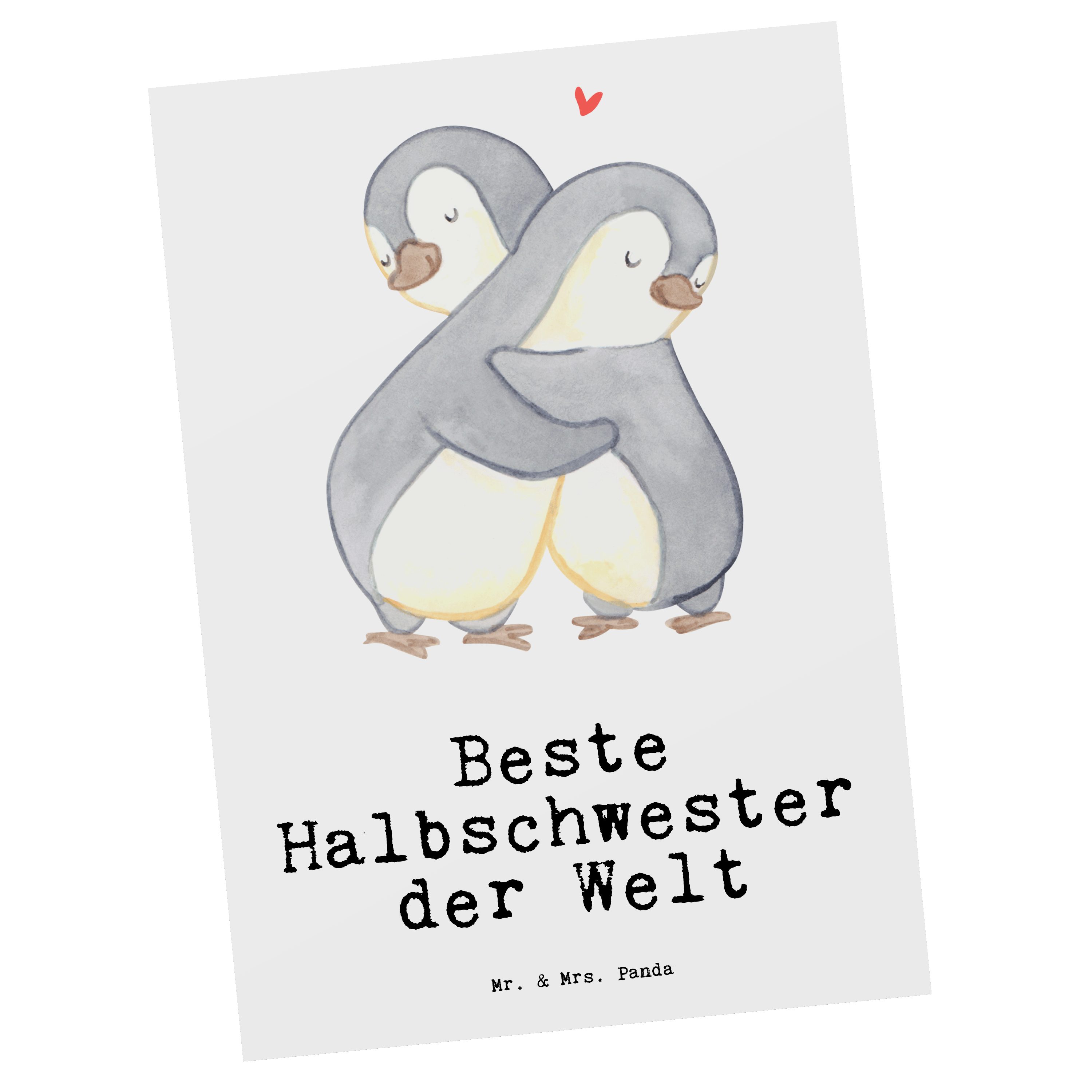 & Geschenk, Mr. - Panda Postkarte Halbschwester Geschwister der Beste Welt Pinguin - Mrs. Weiß