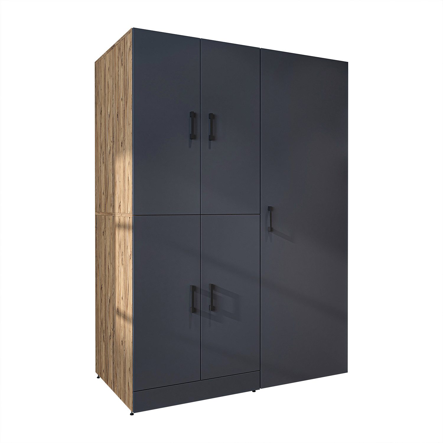 Roomart Waschmaschinenumbauschrank Waschmaschinenschrank DORA 130 cm – Waschturm mit Hochschrank (Waschmaschinenschrank DORA für Trockner & Waschmaschine in 4 Farben) Soft-Close, Ausziehplatte für Wäschekorb, Hochschrank, 4 Farben