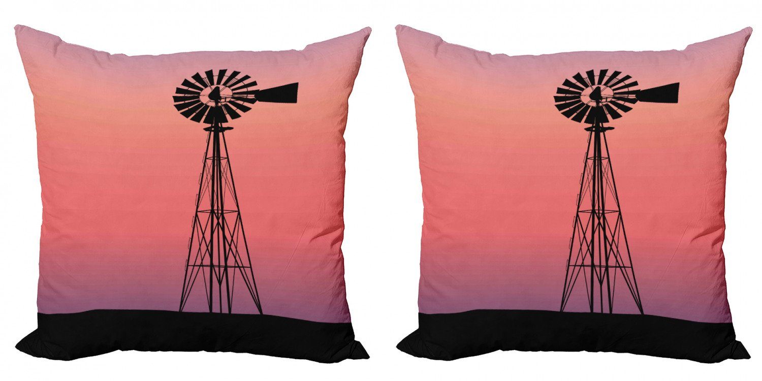 Kissenbezüge Modern Accent Doppelseitiger Digitaldruck, Abakuhaus (2 Stück), Windmühle Dreamy Western Sunset