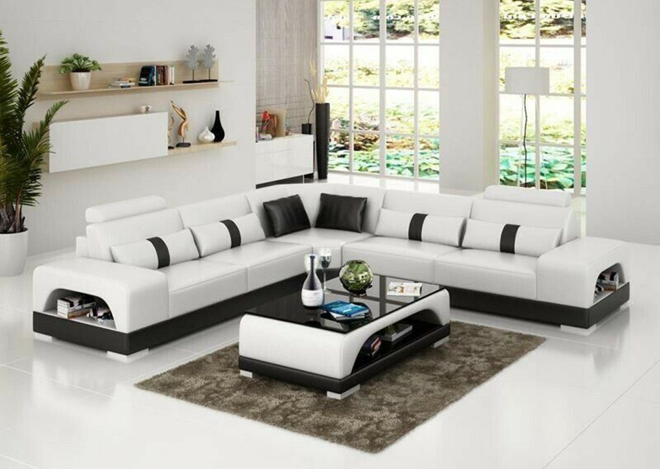 JVmoebel Ecksofa Couch Ecksofa Leder Wohnlandschaft Design Modern Sofa L-Form Sofas, Made in Europe | Ecksofas