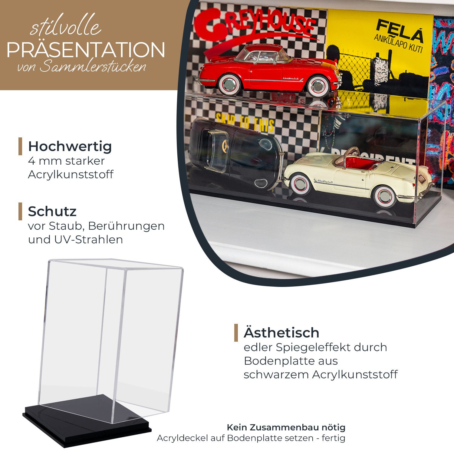 HMF Vitrine elegante Acryl Vitrine, Ausstellungskasten für Sammelstücke Sch günstig online kaufen