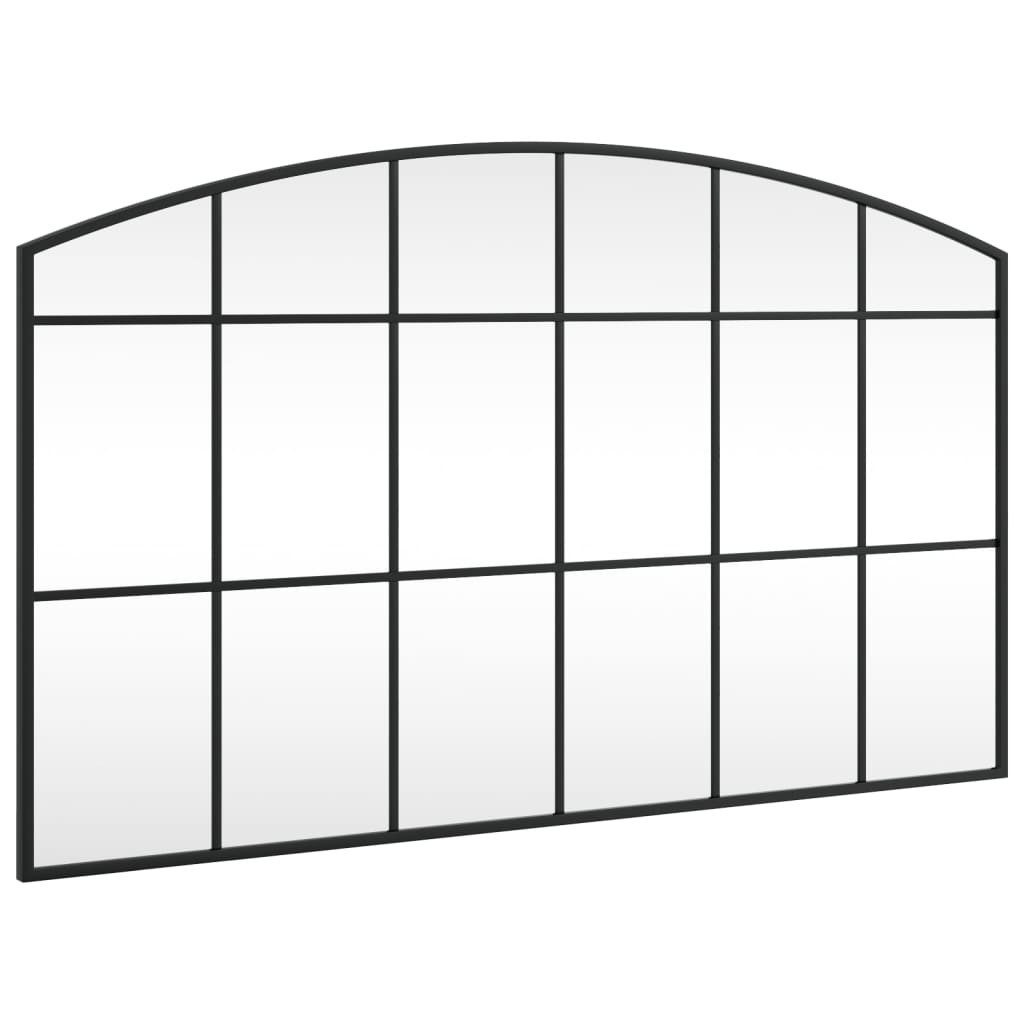 vidaXL Spiegel 100 x 60 cm Wandspiegel Schwarz 100x60 cm Gewölbt Eisen
