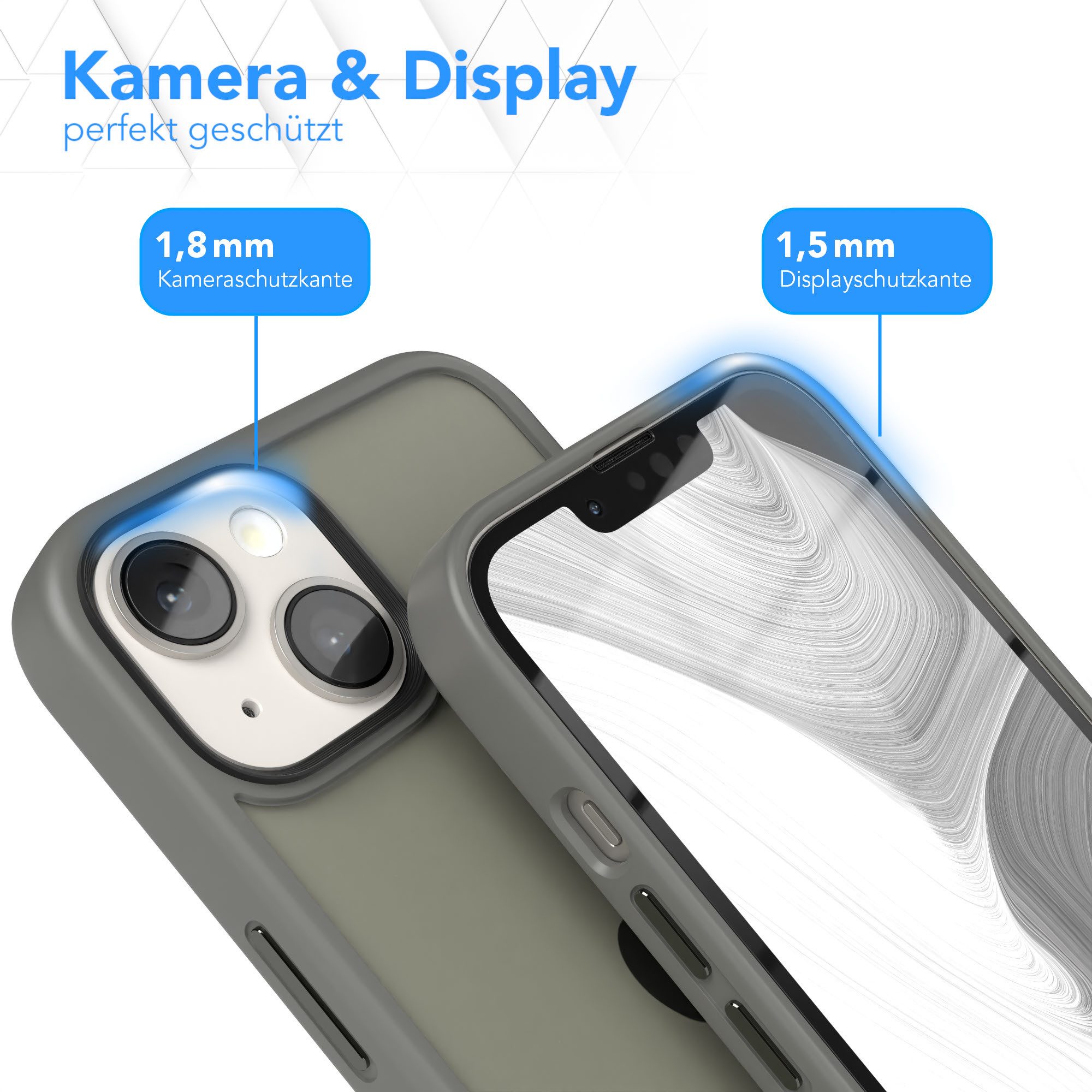 EAZY CASE Handyhülle Outdoor Case für Apple iPhone 14 / Apple iPhone 13 6,1 Zoll, Hybrid Case mit Aufprallschutz Transparent kratzfest Back Cover Grau