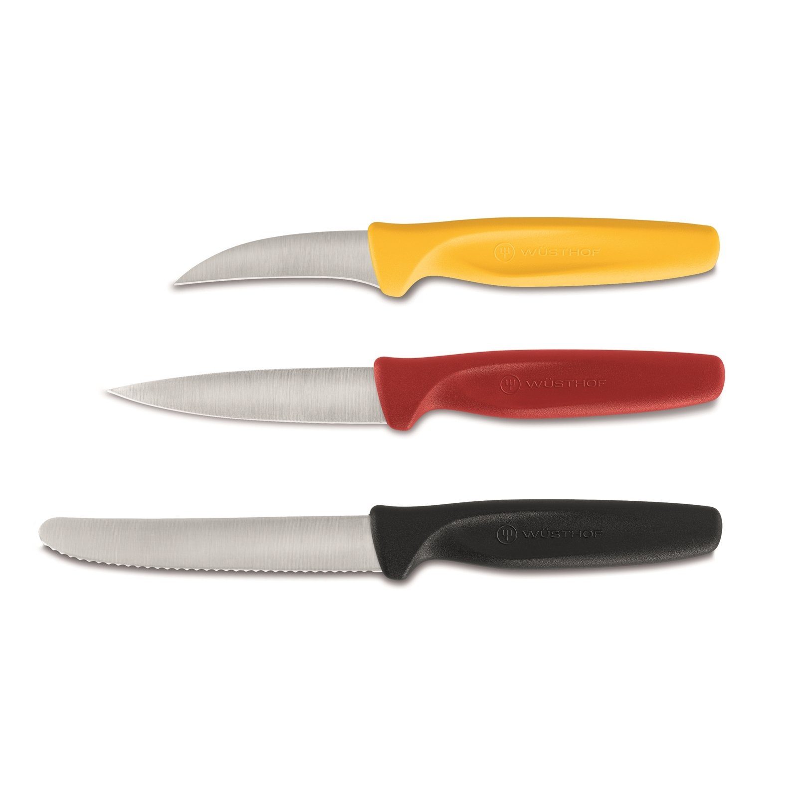 Gemüsemesser Messer-Set Schälmesser WÜSTHOF 3-teilig (3-tlg), Küchenmesser-Set Universalmesser Bunt