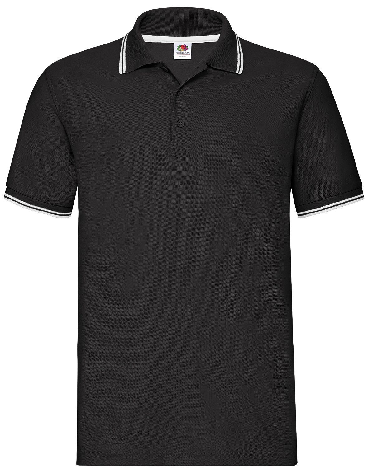 Fruit of the Loom Poloshirt Fruit of the Loom Premium Tipped Polo schwarz/weiß