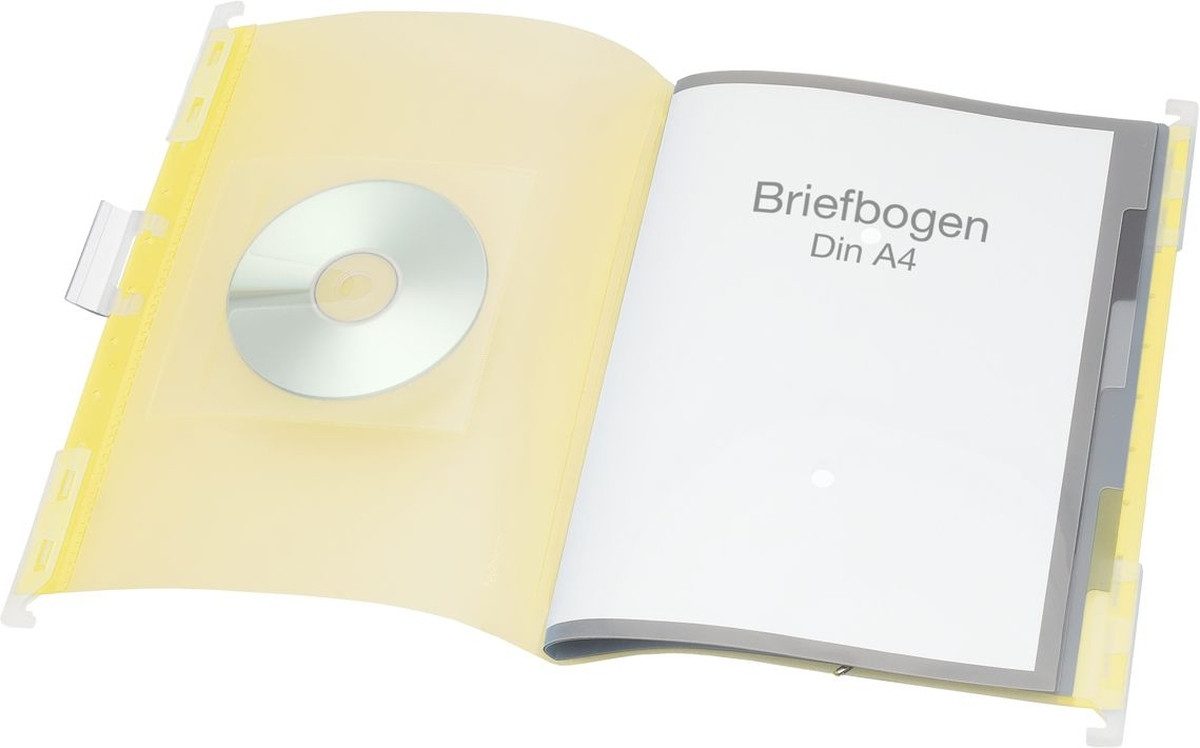 Hefter Hänge-Ordnungsmappe A4 PP 6 Fächer gelb transluzent.