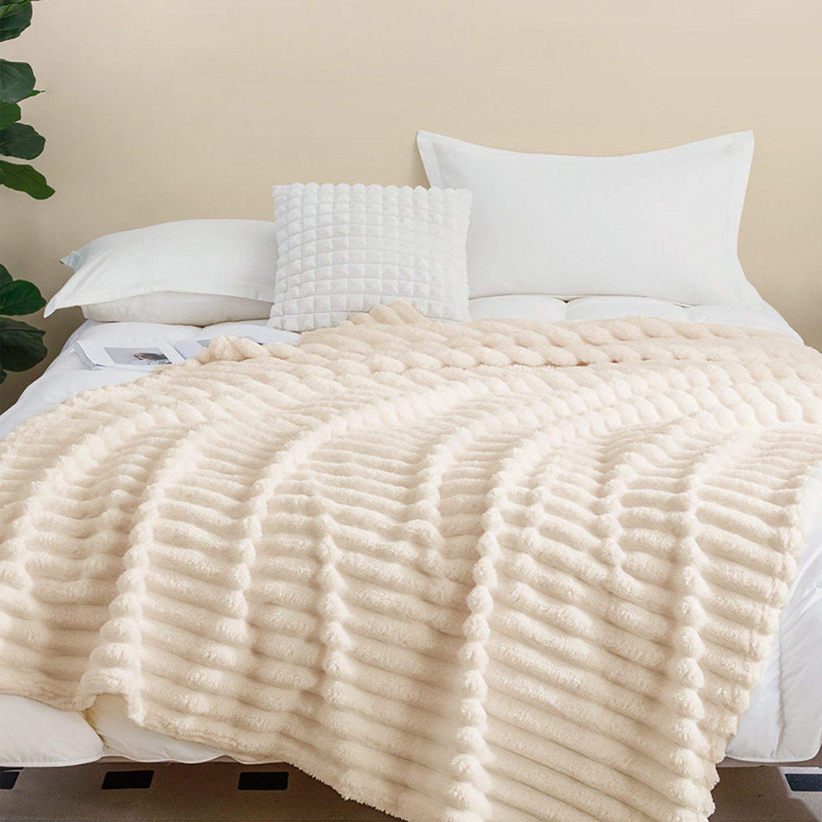 Wohndecke Blasen Decke Kuscheldecke Milchsamt Super Soft Wohndecke, CALIYO, Für Bett Sofa Schlafzimmer Wohn Kuscheldecken