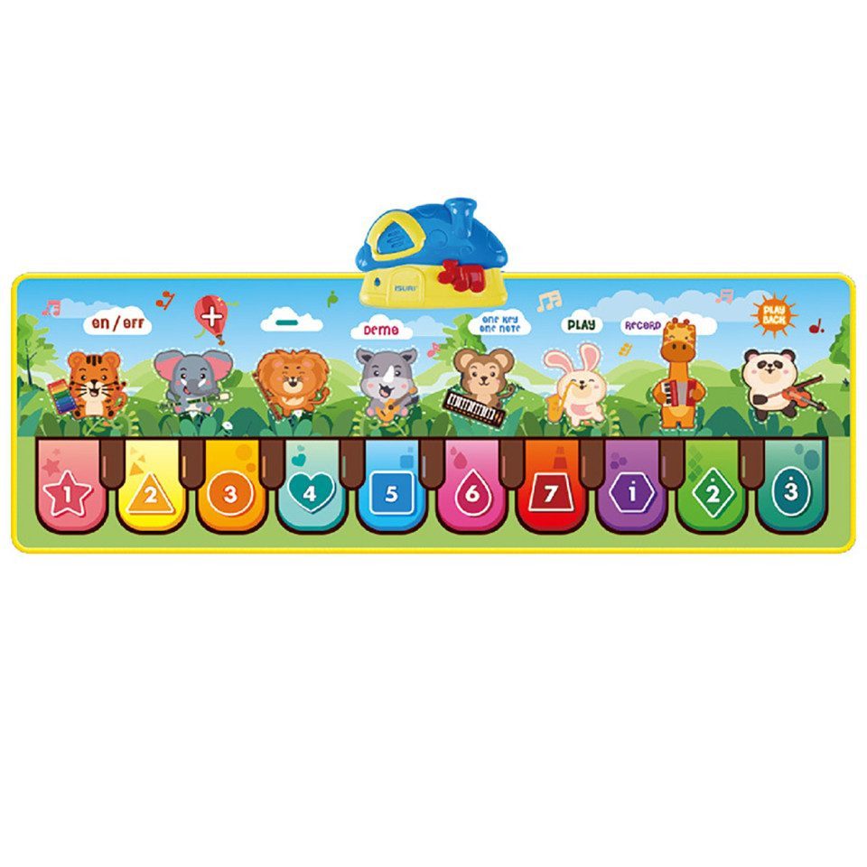 Lzbargon Spielmatte Elektronische Hüpfmatte mit Sound, Elektronische Klaviermatte, Musikmatte mit 10 Tieren Kinderspielzeug,Tanzmatte Spielzeug