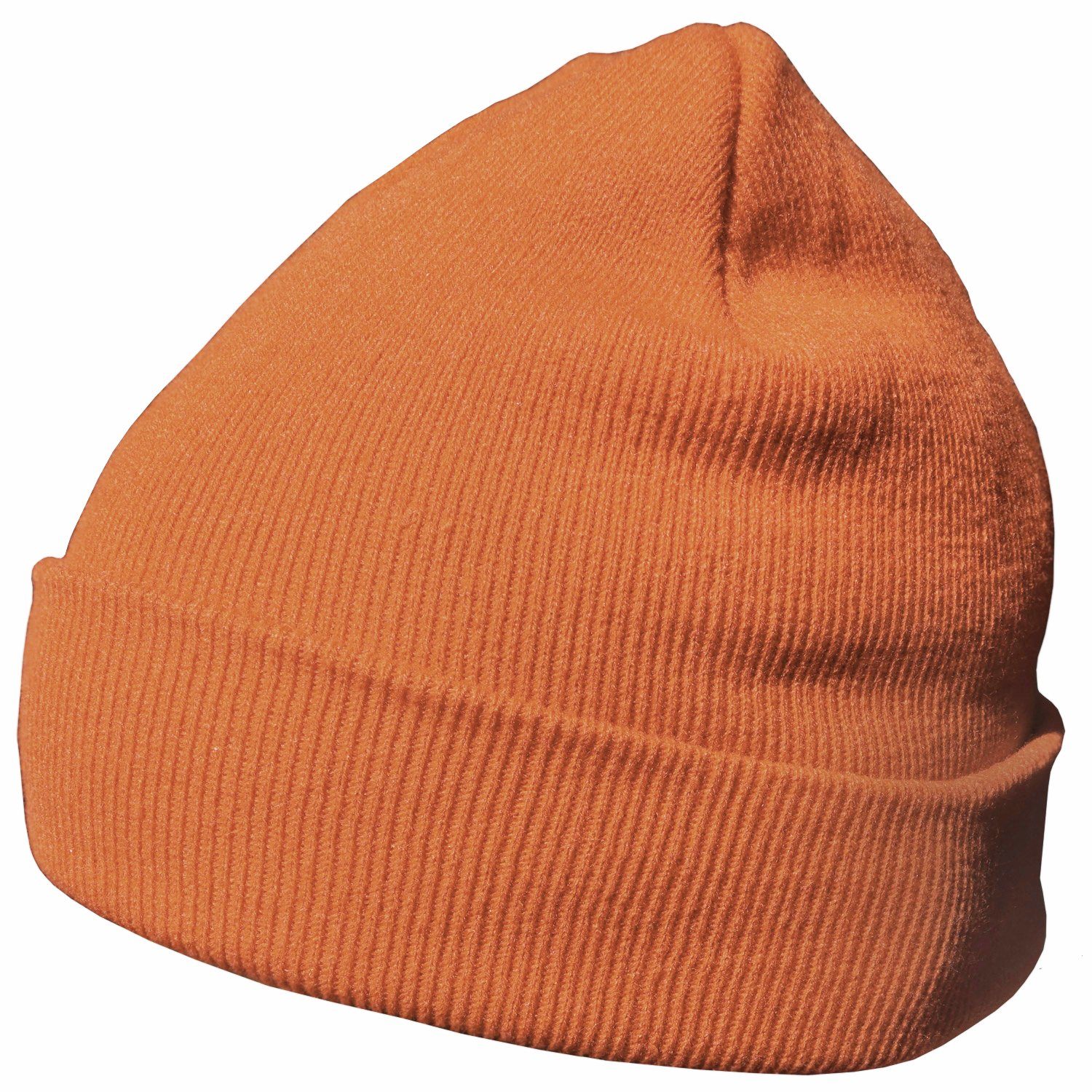 DonDon Beanie Mütze Beanie (Packung, 1-St) Wintermütze, klassisches Design, mit Krempe orange-braun
