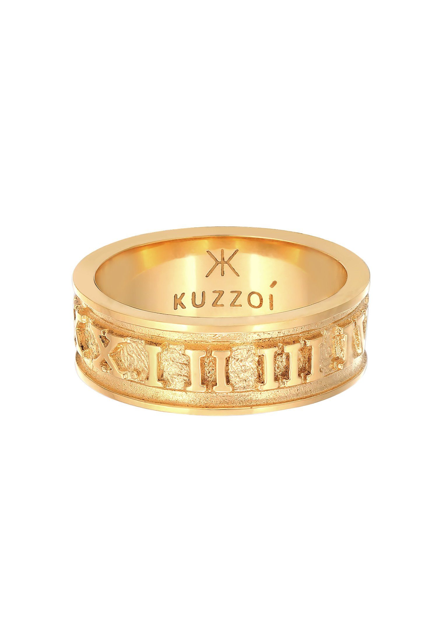 Kuzzoi Silberring Herren 925 Zahlen Römische Silber Bandring Gold