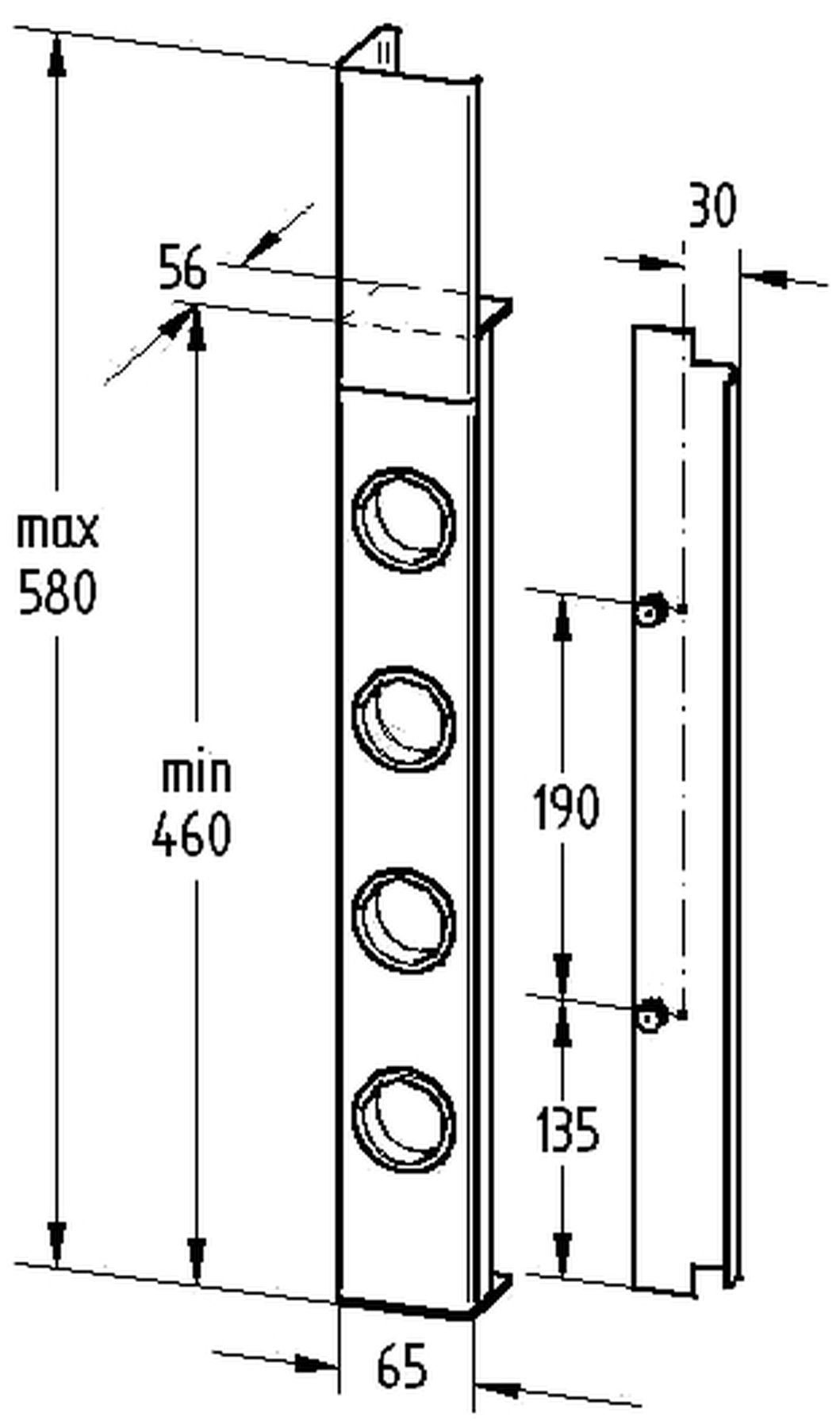 Thebo Küchensteckdose Cape Edelstahl Ecksteckdose höhenverstellbar 46-58cm Mehrfachsteckdose