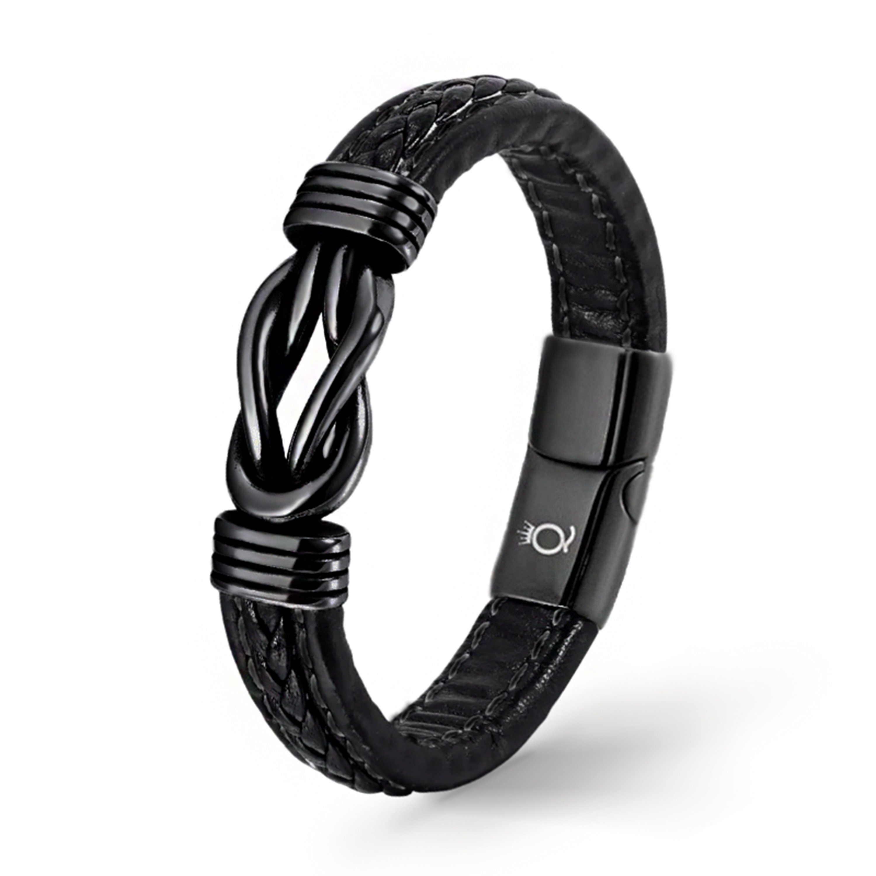 Schwarz/Schwarz UNIQAL.de Armband Unendlichkeit "INFINITY" Germany Casual Leder Style, (Unendlichkeitssymbol, Lederarmband in Handgefertigt), Echtleder, Designed Herren