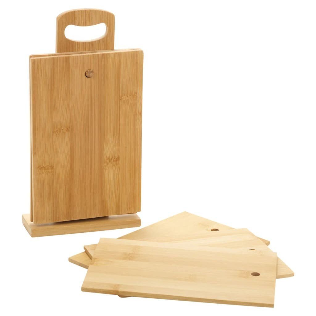KitchenEdge Schneidebrett-Set Aus Reisfaser – 2-teilig Mit Bambus-Ständer, Saftrillen & Rutschfester Unterseite, Größen 15,5x11 & 13,5x9,5 Zoll