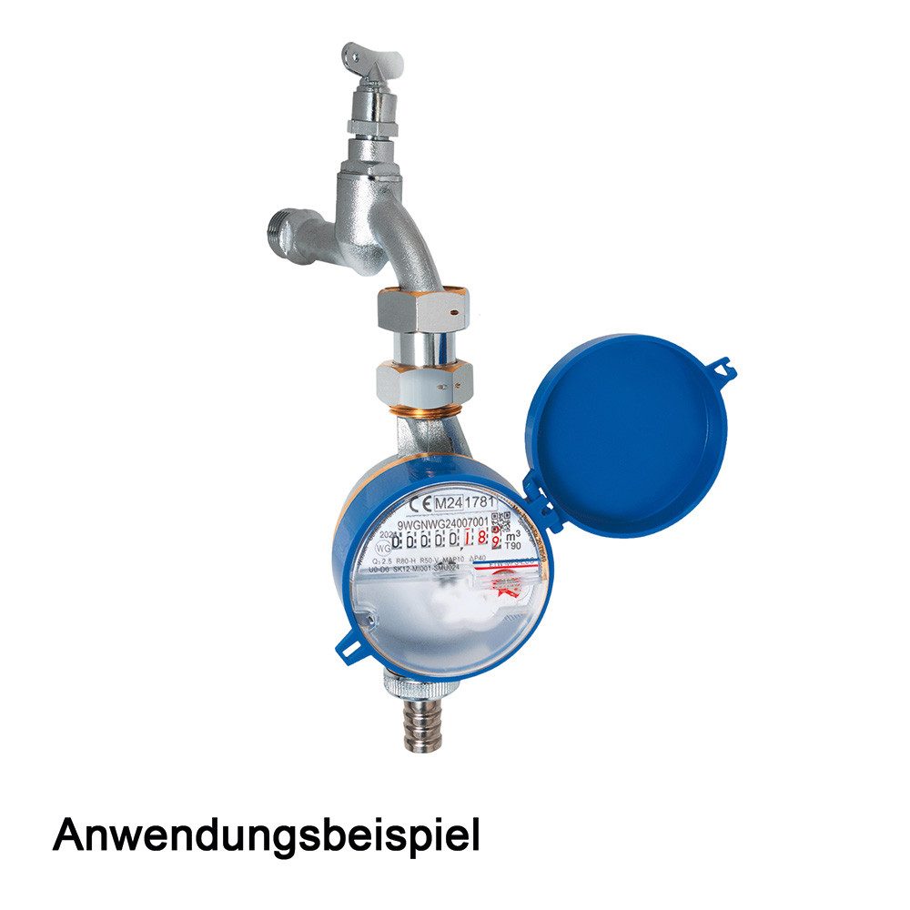 Wassergeräte Kaltwasserzähler Zapfhahnzähler mit Einstrahltechnik 3/4" 110 mm ECO TWO in ONE