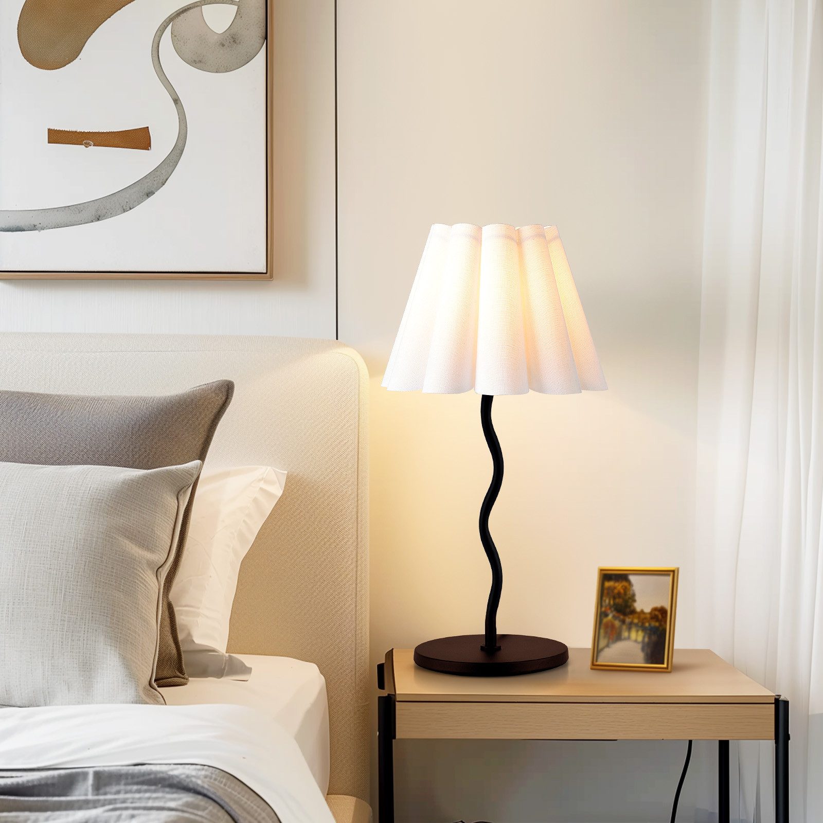 STANBOW Tischleuchte Nachttischlampe S-förmige Tischlampe aus Eisen, schwar günstig online kaufen