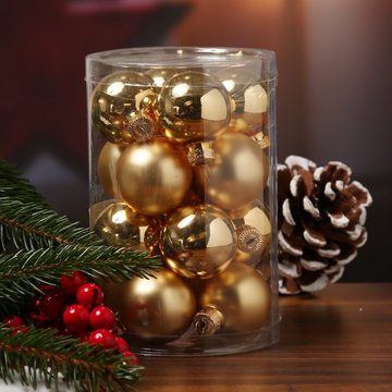 MARELIDA Weihnachtsbaumkugel Christbaumkugel Weihnachtskugel Glas D: 3,5cm glänzend matt gold 16St (16 St)