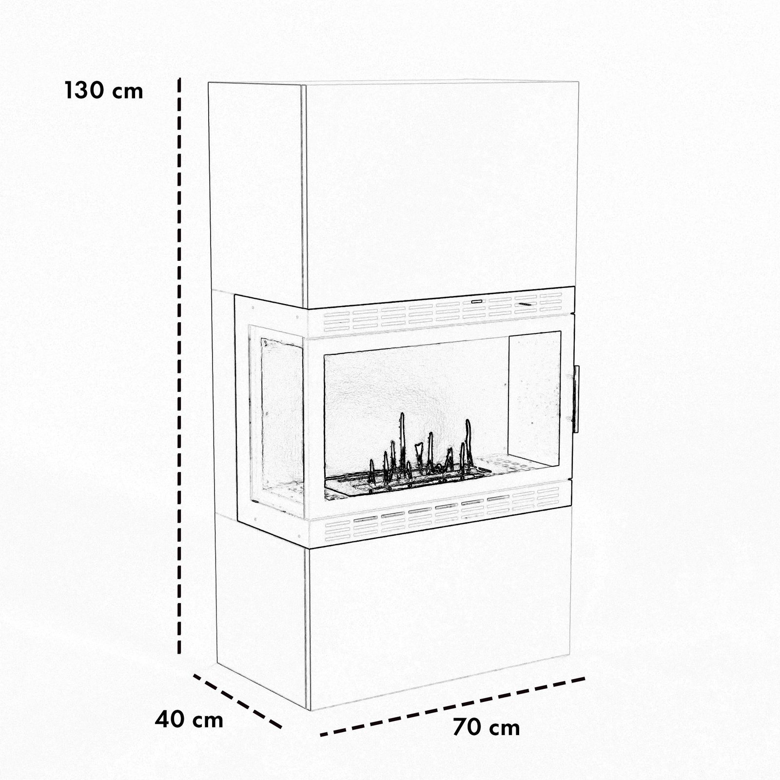 GLOW FIRE Echtfeuer-Dekokamin Lillesand Hoch XL Vision Ethanolkamin, Bioethanol Kamin, 3h Dauer, Heizleistung bis 2KW – Bild 3 von 5