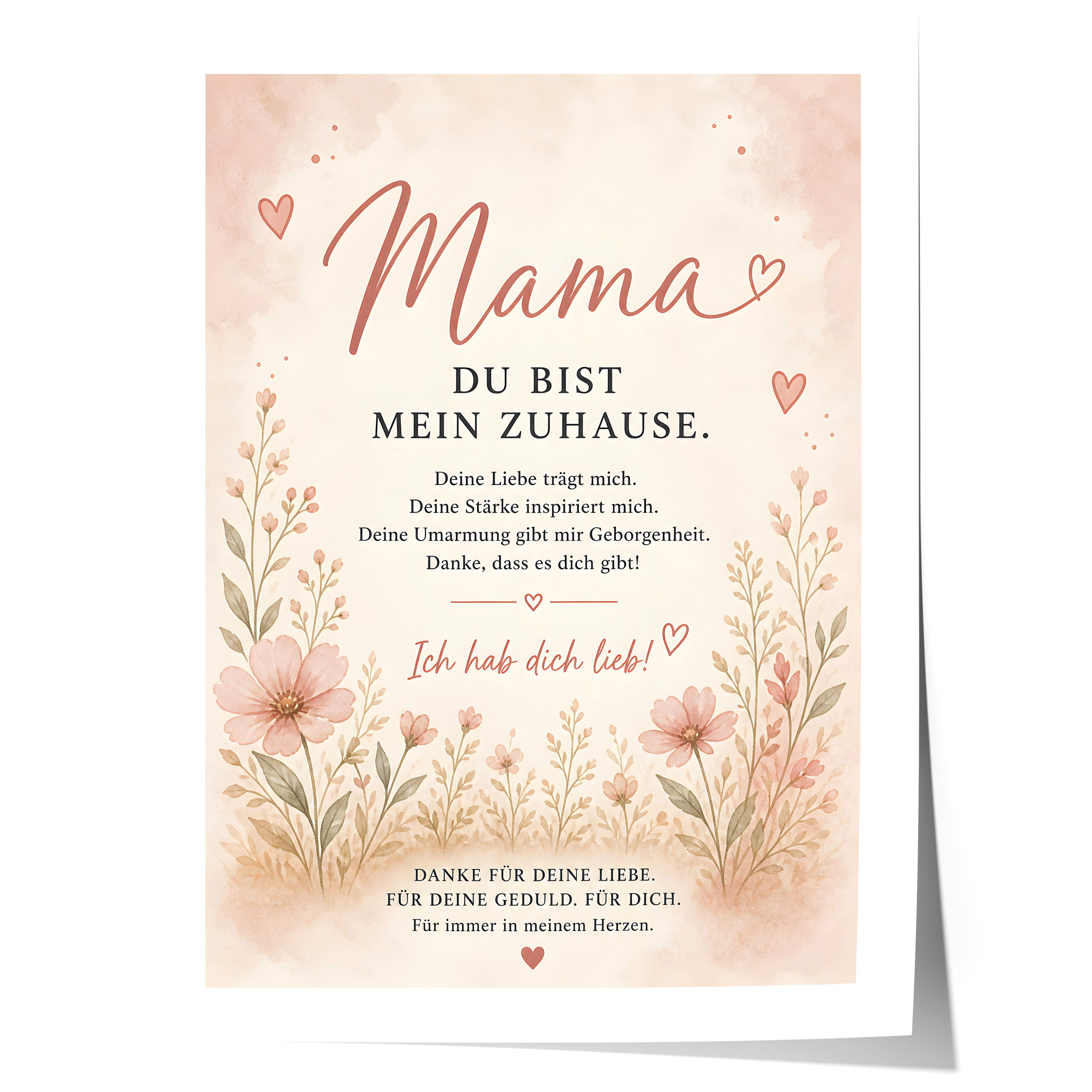 JUSTGOODMOOD Poster Muttertag Mama Blumen Geschenk für Mama Liebe Spruch Boho Wanddeko Flo, (1 St)