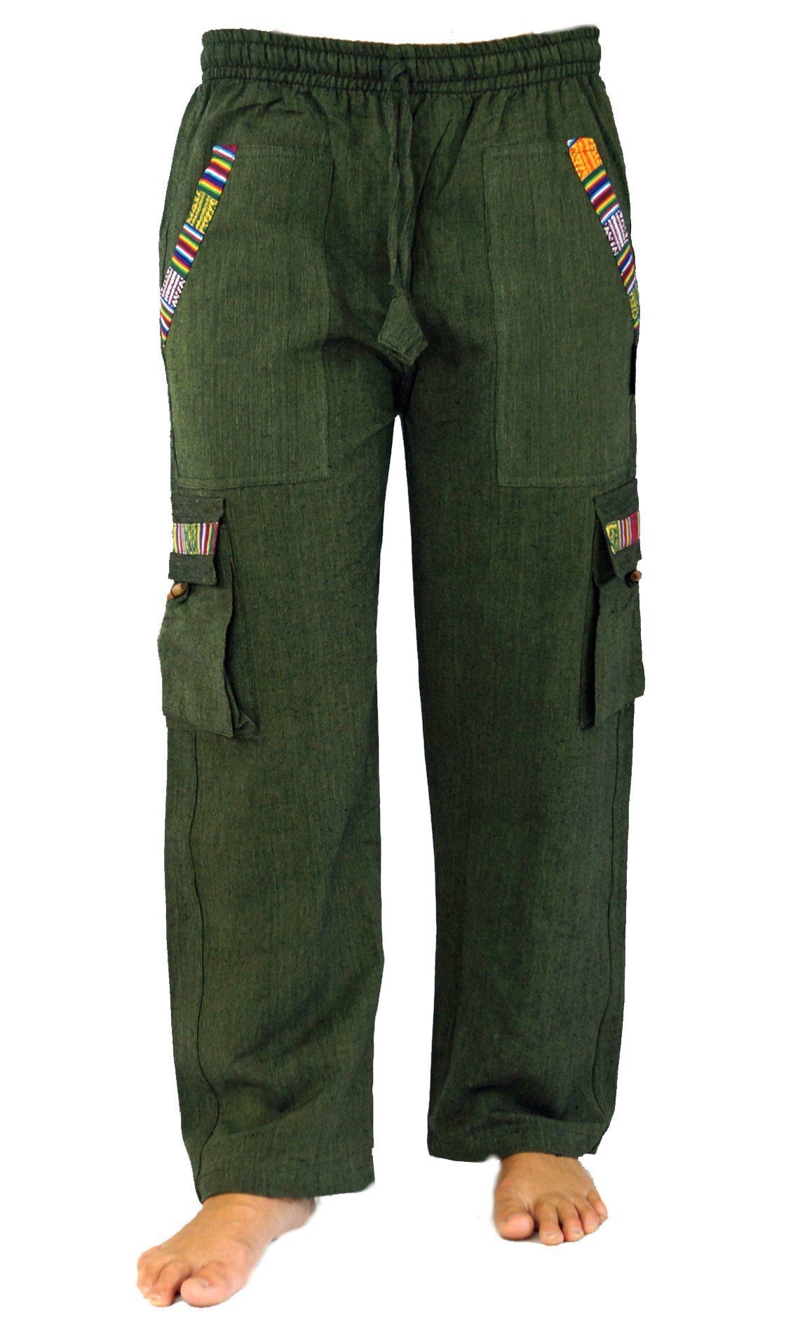 Guru-Shop Relaxhose Yogahose, Goa Hose im Ethnostyle - olive Hippie, Ethno Style, alternative Bekleidung