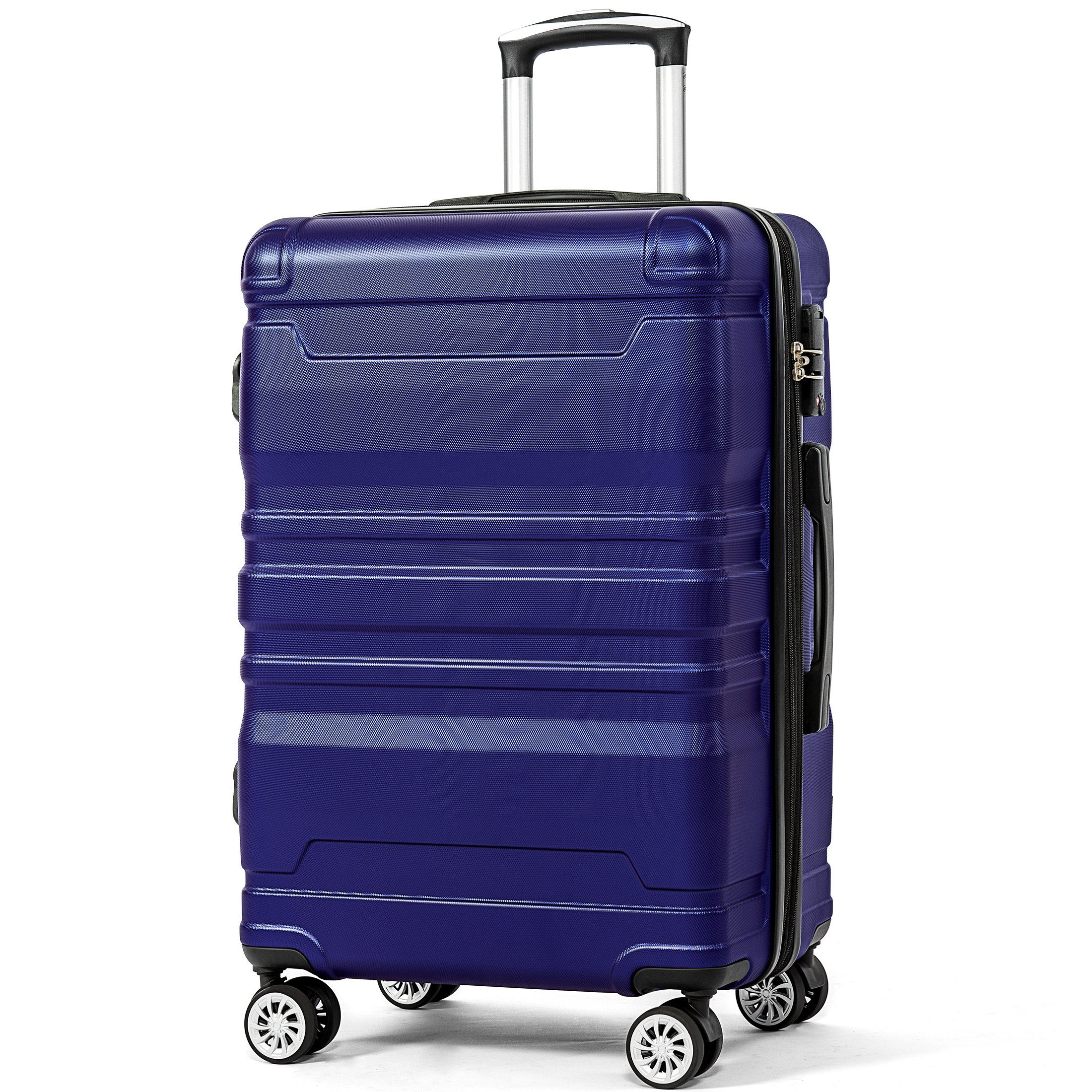 Sweiko Hartschalen-Trolley Hartschalen Handgepäck ABS L 41 x 26 x 65 cm, 4 Rollen, Koffer Reisekoffer mit TSA-Schloss und Zwillingsrollen Blau