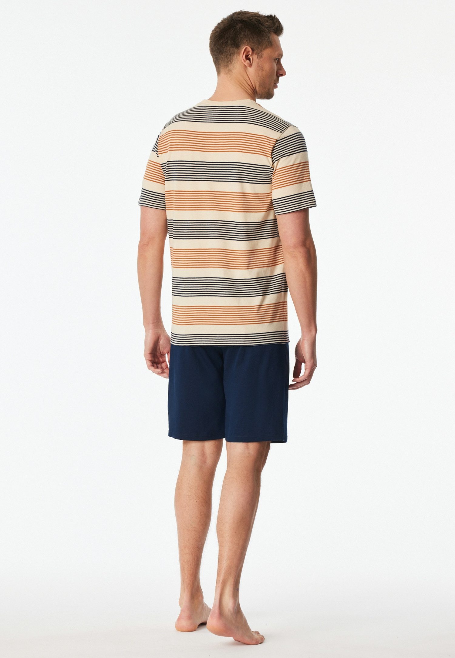 Schiesser Shorty Casual Nightwear (2 tlg) mit Rundhalsausschnitt und kurzen Ärmeln, in Single-Jersey Qualität