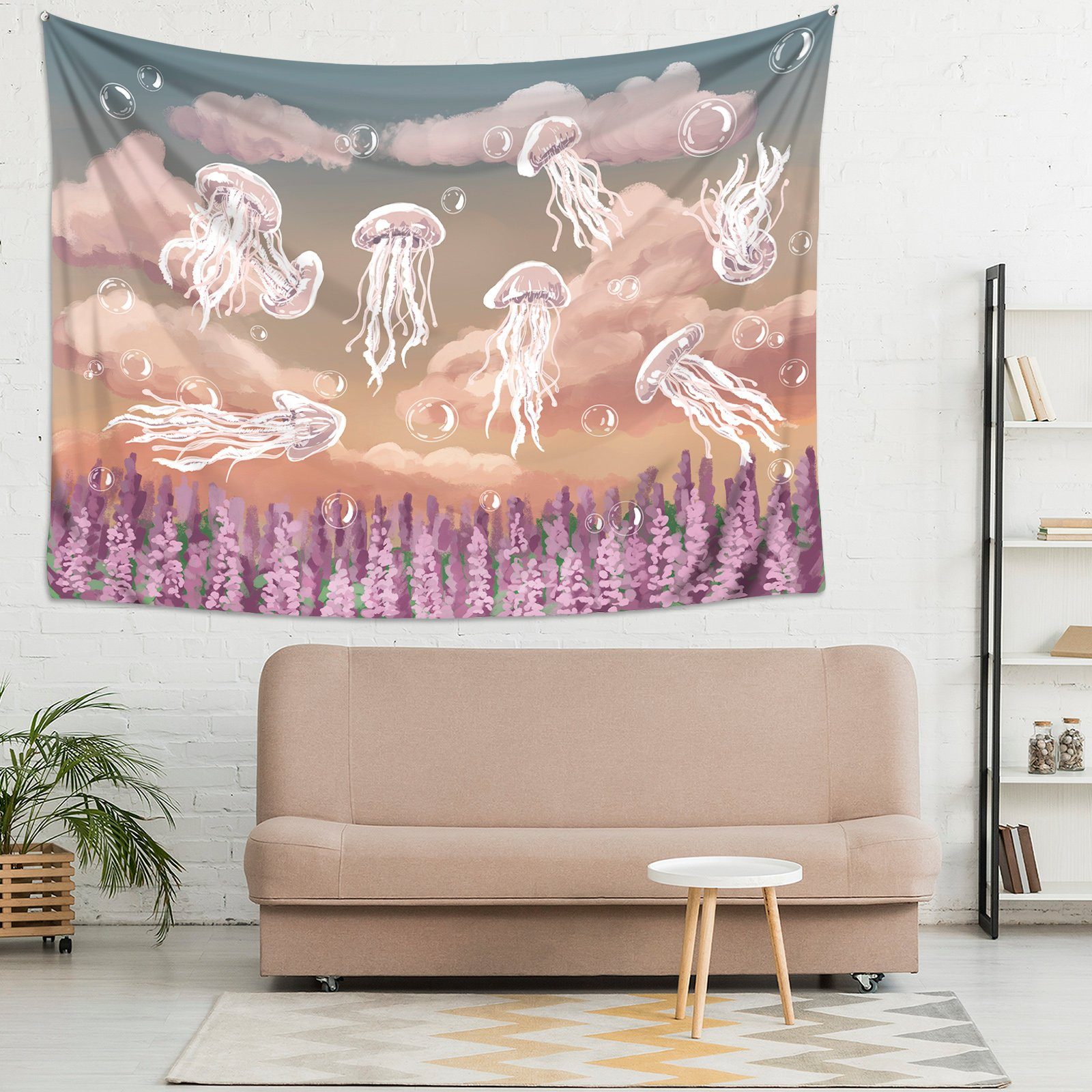 Wandteppich Pastell Wandteppich Abendhimmel, Wandbehang Höhe: vers. Qualle, Größen, mit GalaxyCat, Wandbehang rechteckig, 1300 mm, Abendhimmel mit