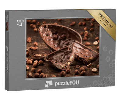 puzzleYOU Puzzle Köstliches gefülltes Schokoladen-Ei, 48 Puzzleteile, puzzleYOU-Kollektionen Schokolade