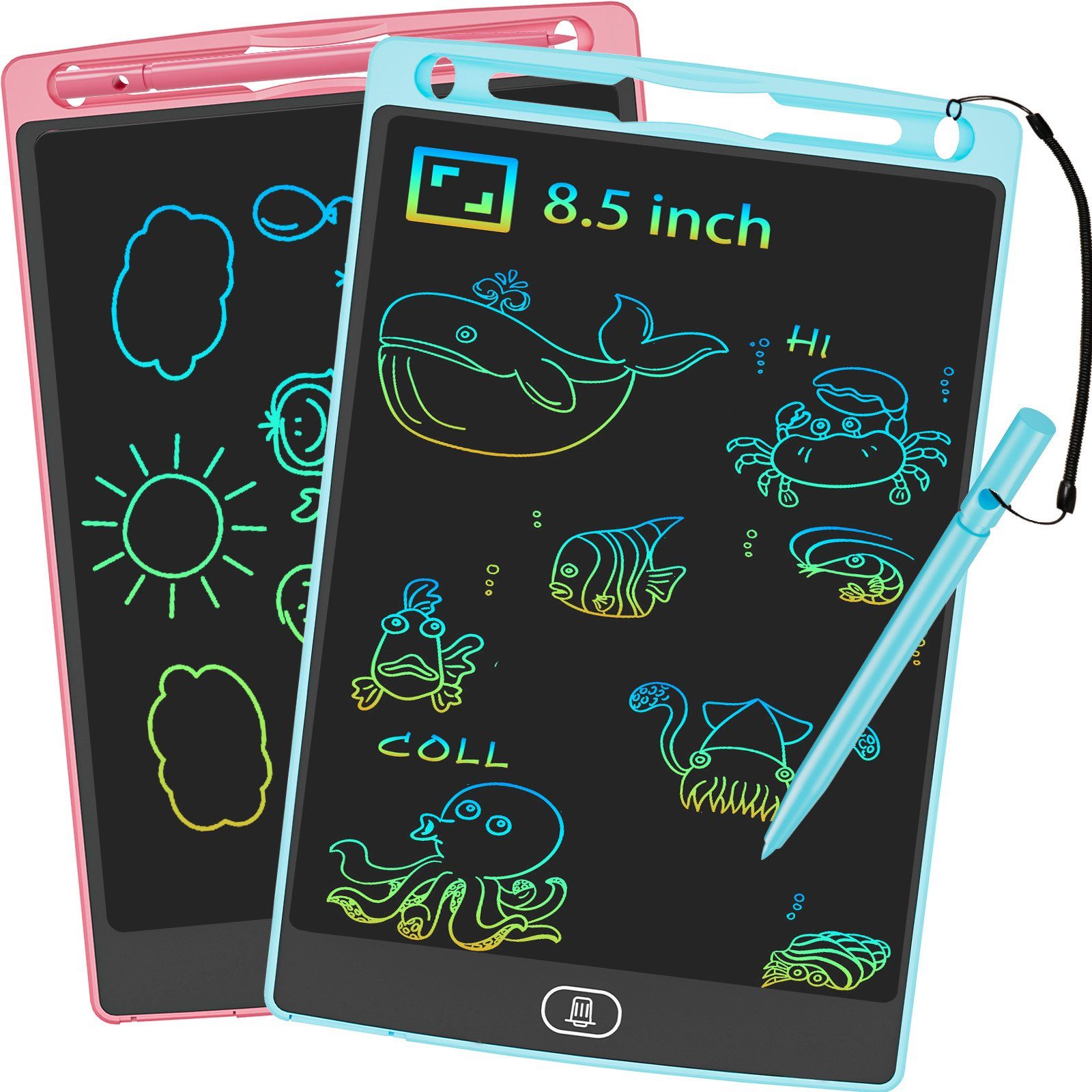 JOEAIS Zaubertafel LCD Schreibtafel 2 Stück Kinder Maltafel Zeichenbrett  Schreibtablett, Drawing Tablet Digital Notepad 8.5 Zoll für Jungen  Mädchen(Rosa+Blau)