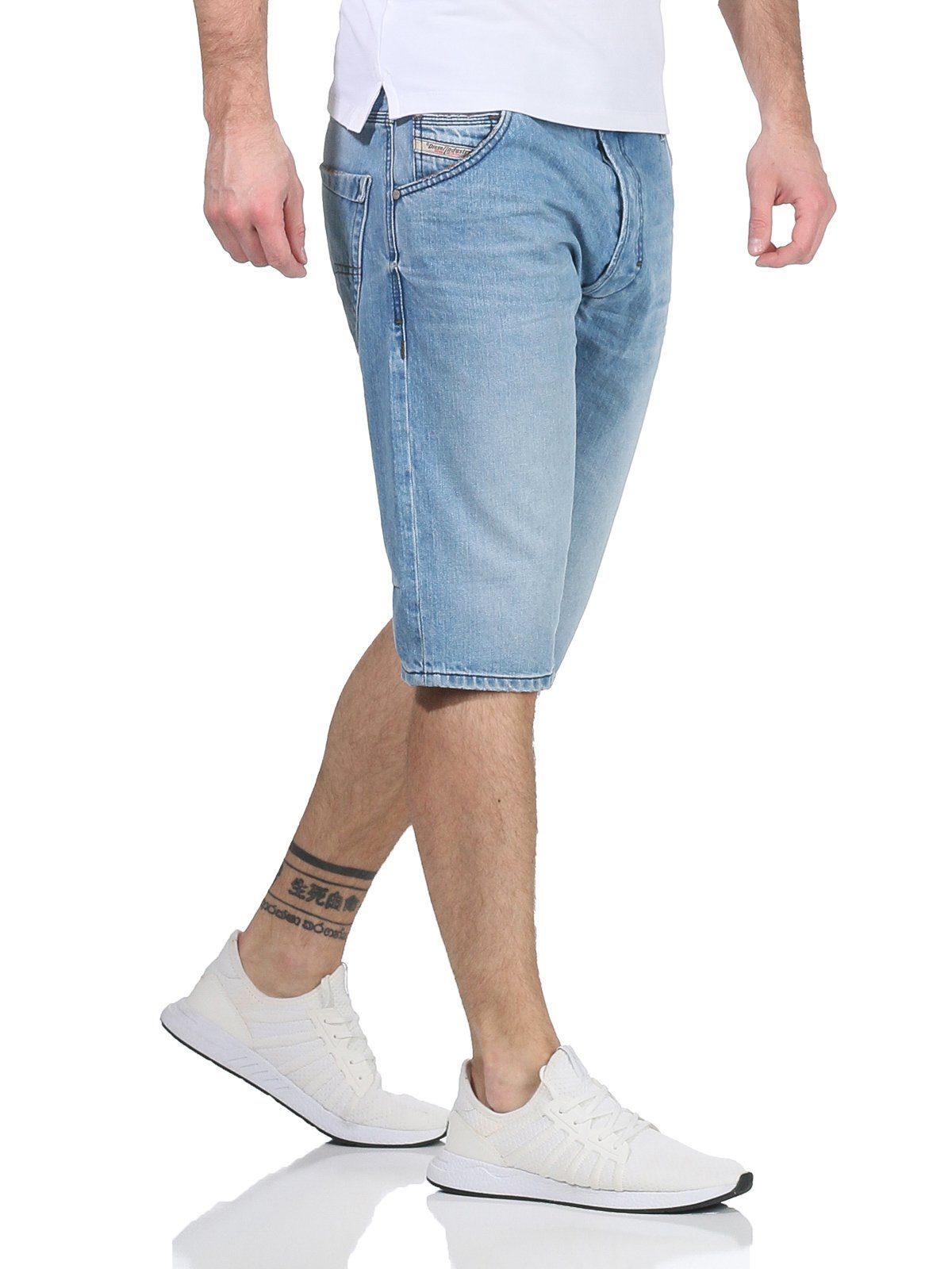 Used-Look Shorts Diesel R18K5 Herren Jeans Hose Jeansshorts RG48R Kroshort Shorts, kurze dezenter Hellblau