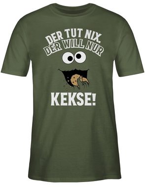 Shirtracer T-Shirt Der tut nix. Der will nur Kekse! - weiß/schwarz Karneval Outfit