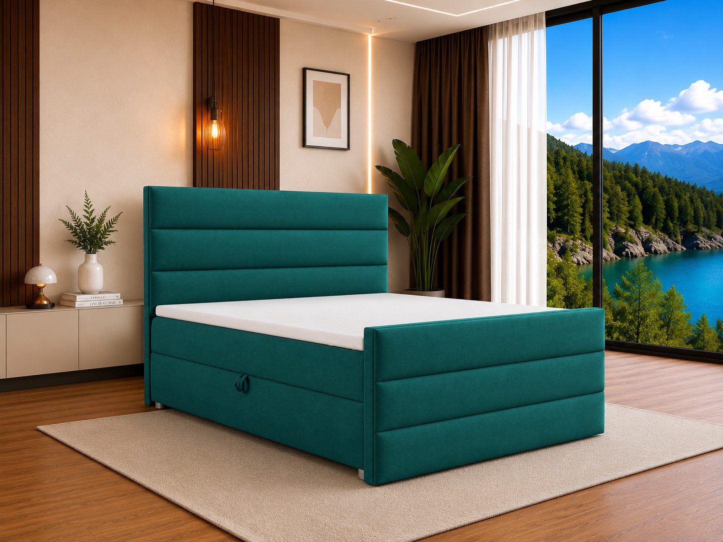 Best for Home Boxspringbett Trinity K-1 LUX – Modern Boxspringbett mit Stauraum & Komfort (Boxspringbett-Set, 1-St., Komplettes Boxspringbett-Set inklusive Matratze und Topper), Ergonomischer Schlafkomfort, großer Stauraum
