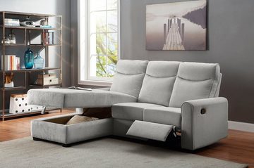 ATLANTIC home collection Ecksofa Gero L-Form, mit Relaxfunktion und Stauraum, mit Cord-Bezug