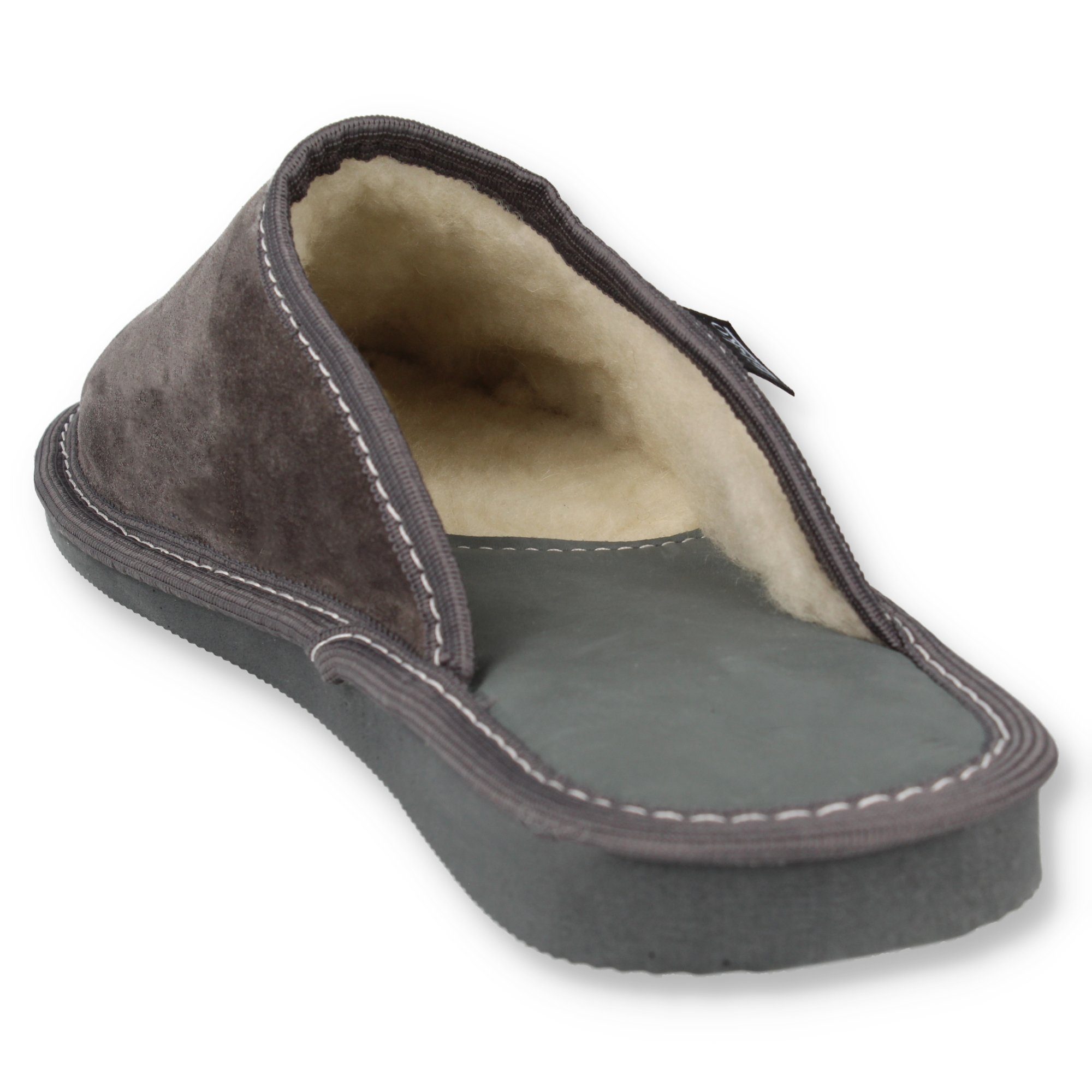 filsko Skagen Herren Hausschuh weiches Veloursleder mit Schafwolle gefüttert, Tatzen Stickerei