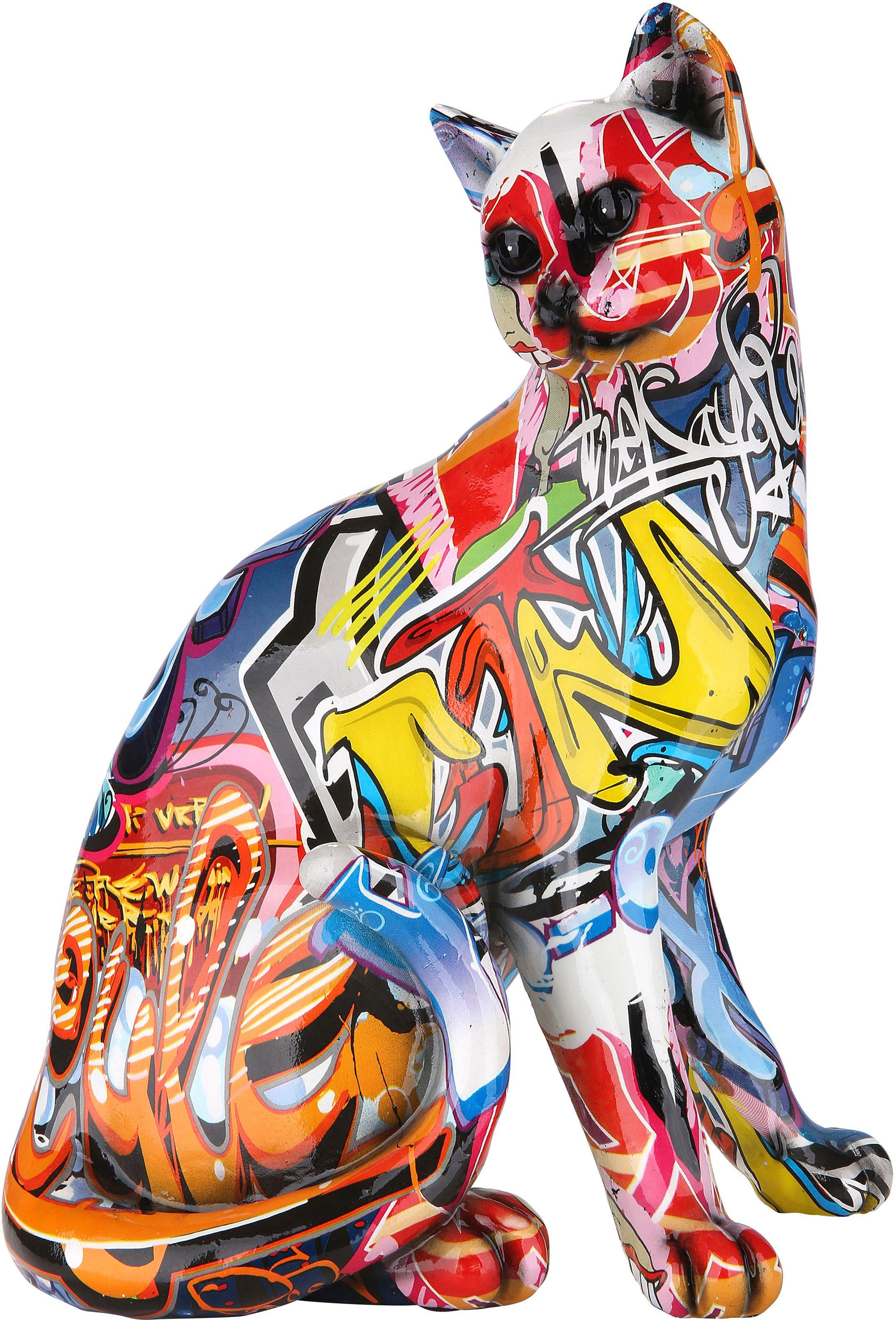 GILDE Dekofigur Figur Pop Art Katze (1 St), Dekoobjekt, Tierfigur, Höhe 29 cm, Wohnzimmer | Dekofiguren