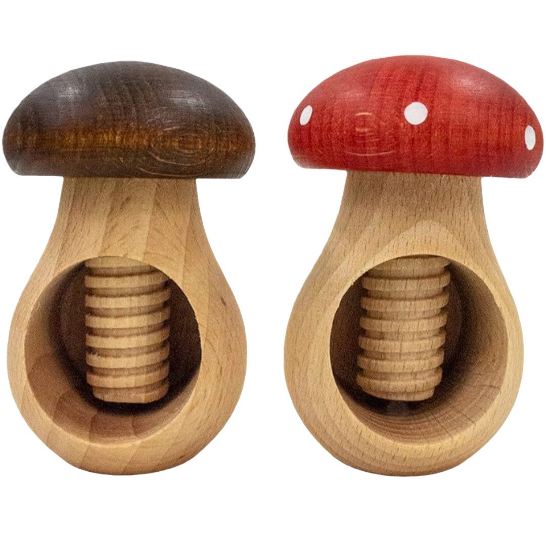 FOUORTUNATE-BEE Nussknacker 2er Set Holz Nussknacker in Pilzform für Walnüsse, Kreativer Holz-Nussöffner, multifunktionales Küchenwerkzeug