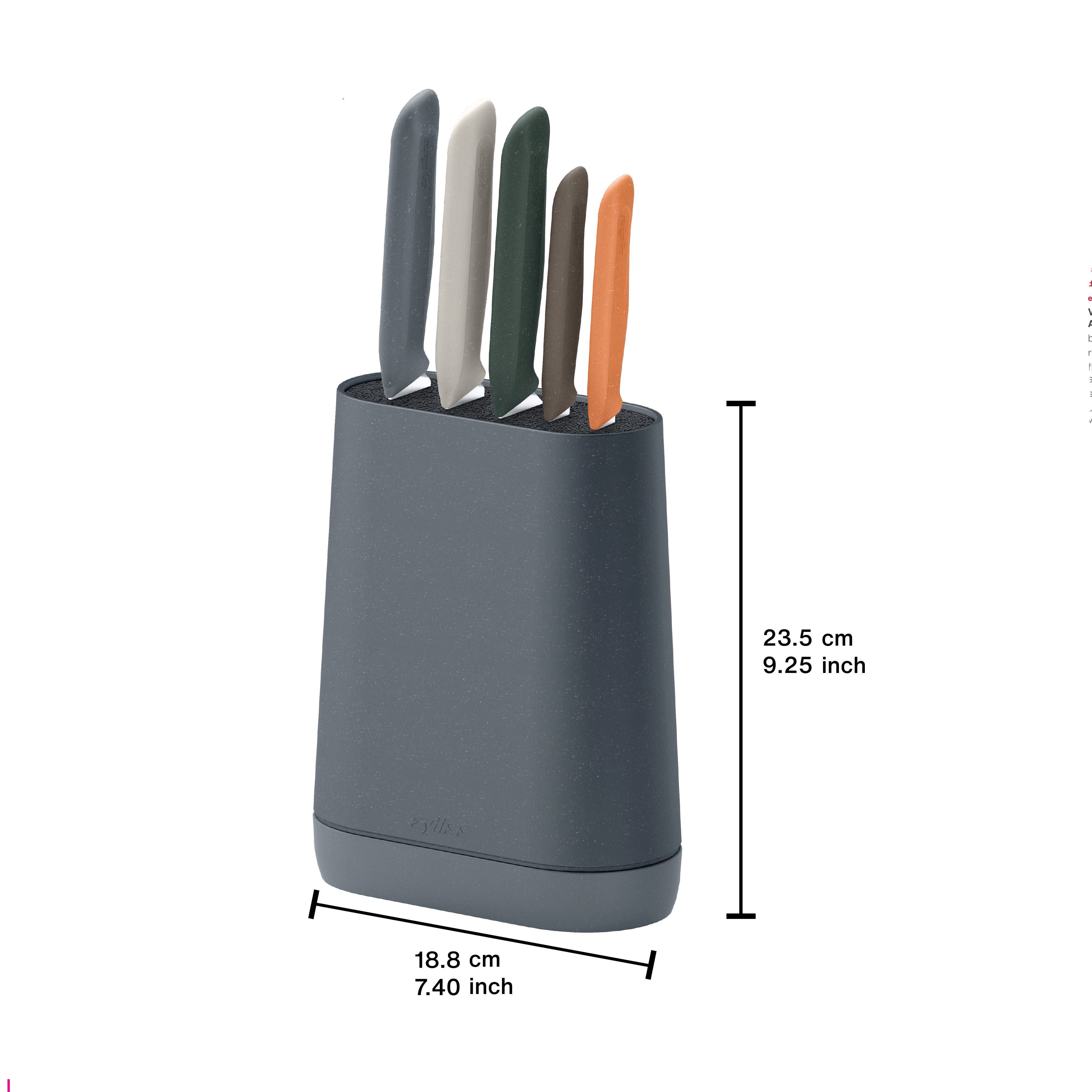 zyliss Messerblock Universal 6-teilig, rutschfester Boden, herausnehmbarer, waschbarer Borsteneinsatz