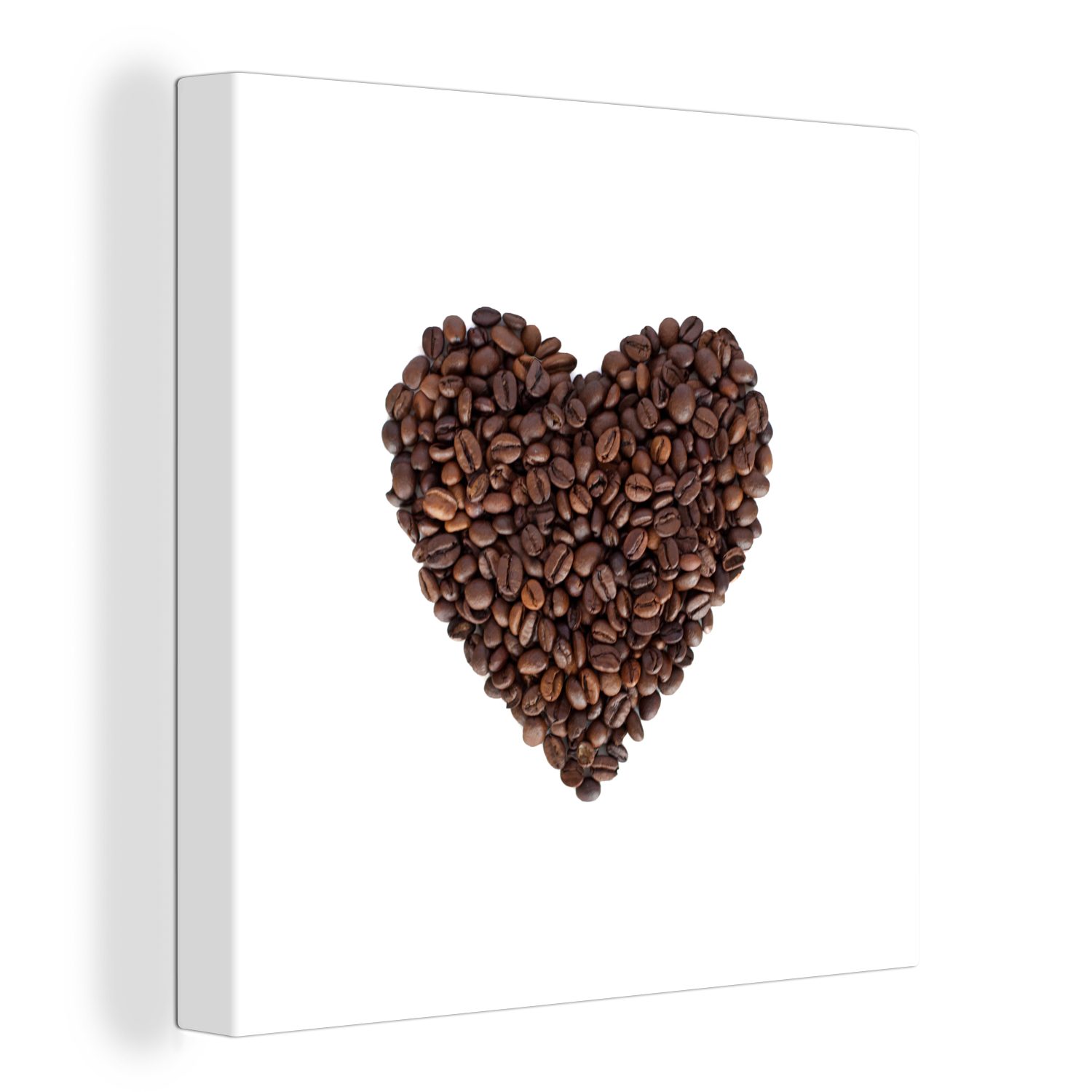 OneMillionCanvasses® Leinwandbild Herz aus Kaffeebohnen, (1 St), Leinwand Bilder für Wohnzimmer Schlafzimmer