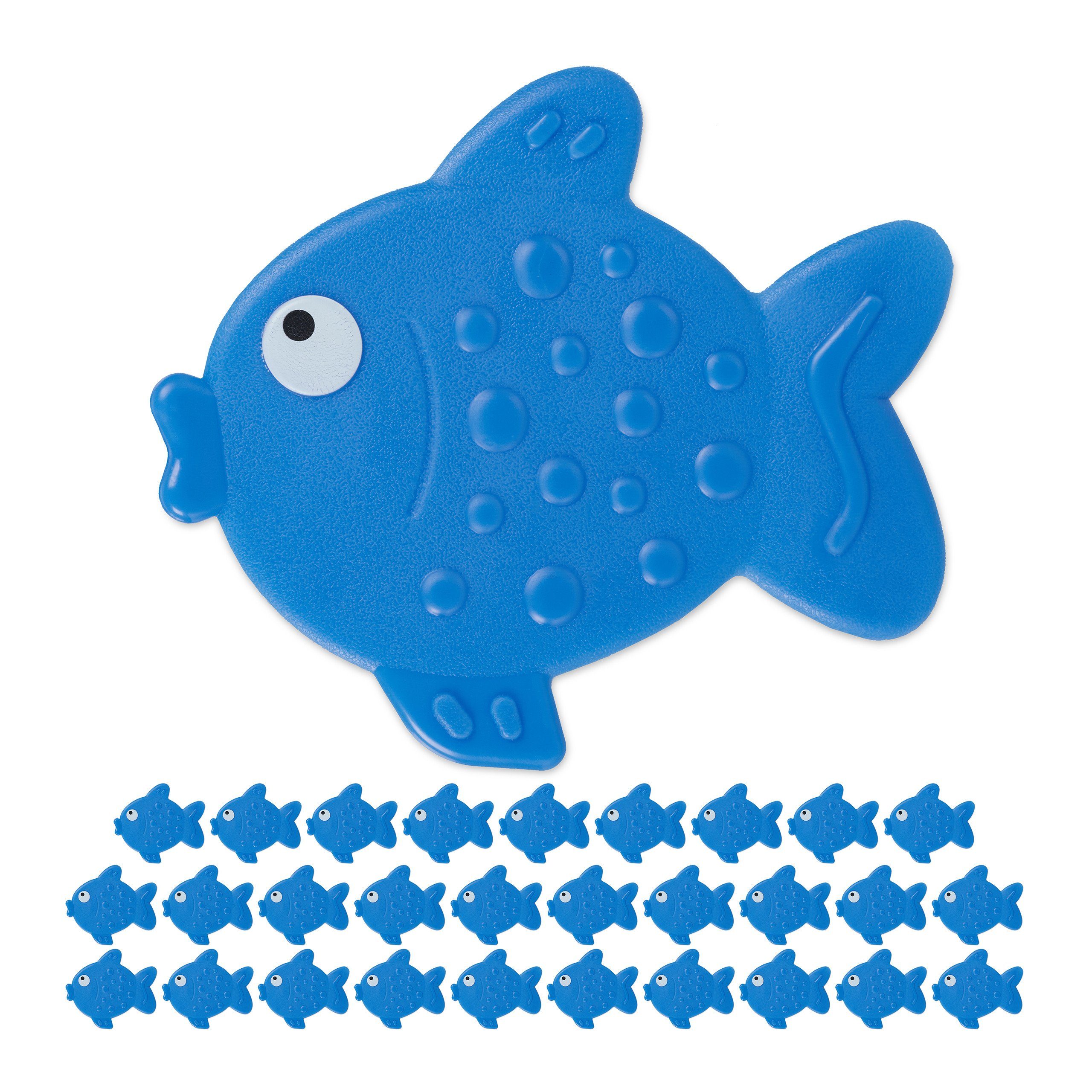 relaxdays Antirutsch-Aufkleber 30 x Antirutsch Sticker Badewanne Fisch, B: 12.5 cm, L: 11 cm