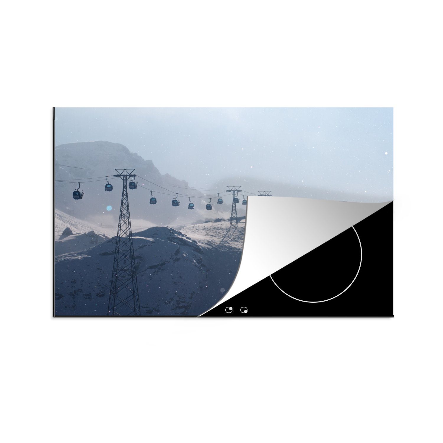 MuchoWow Herdblende-/Abdeckplatte Seilbahn in Davos, Schweiz, Vinyl, (1 tlg), 81x52 cm, Induktionskochfeld Schutz für die küche, Ceranfeldabdeckung