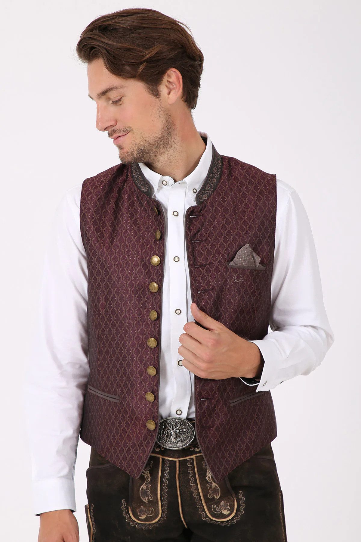Trachtenweste Trachtenweste Herren Weste Gilet Herrenweste Weinrot Lederhosenweste