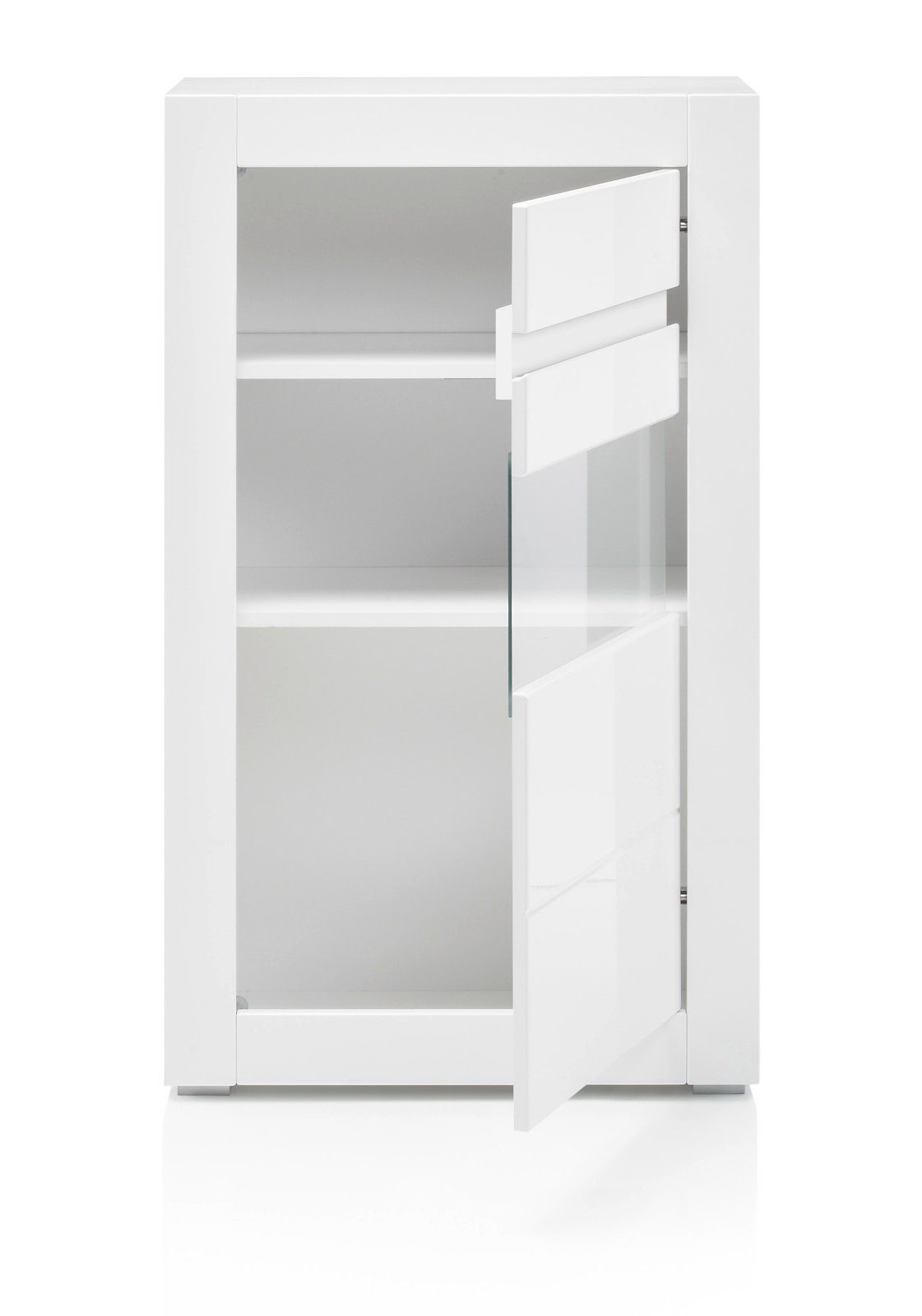 Furn.Design Wohnwand Nobile, (Anbauwand 4-teilig in cm), 300 weiß, 198 x Hochglanz, mit Soft-Close