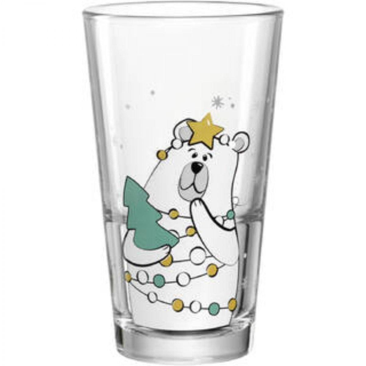 LEONARDO Longdrinkglas Leonardo Trinkglas Becher Eisbär Mit Lichterkette (330ml)