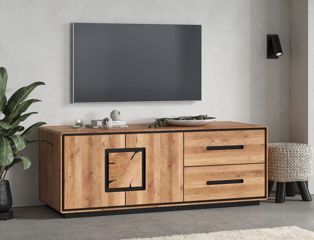 Main Möbel TV-Board TV Element Lowboard 2 Schubkästen 145x54cm Wildeiche Zarah