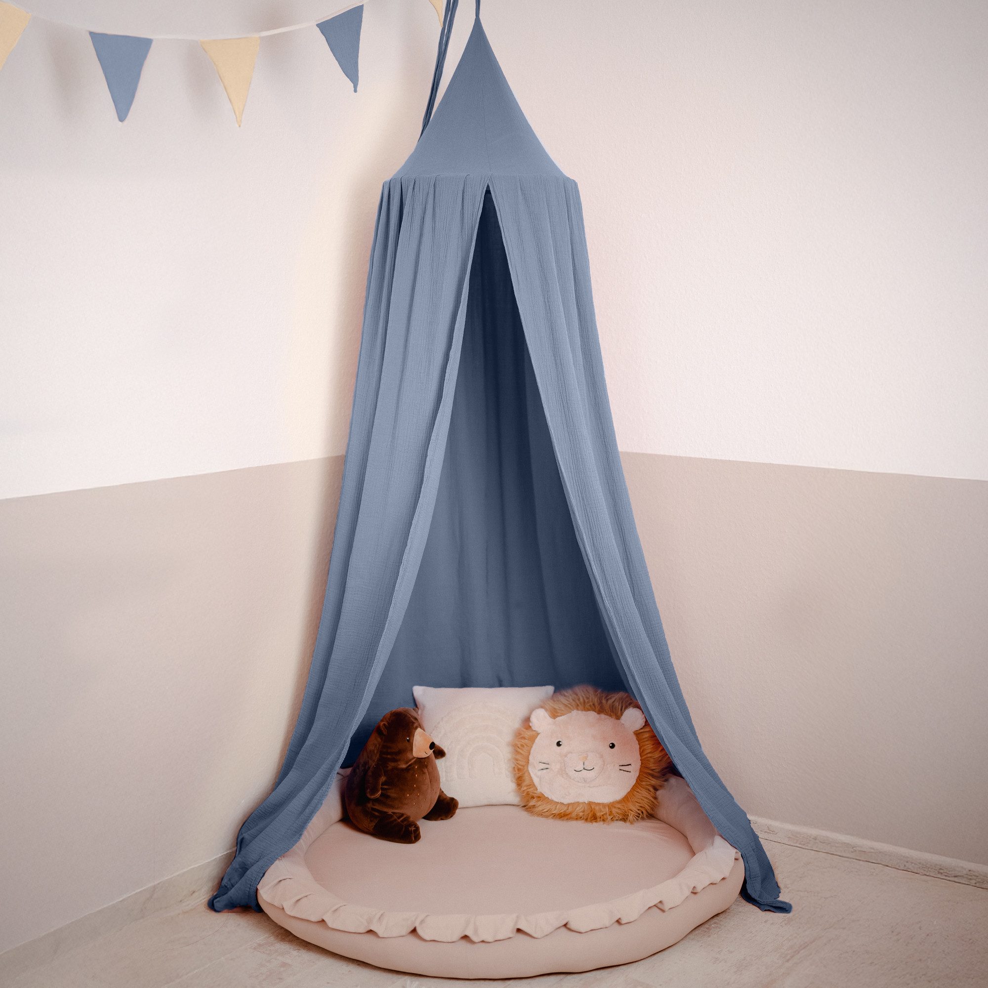 lilimaus Betthimmel Baldachin für Kinderzimmer aus 100% Musselin - handgenäht (1-tlg), Rückzugsort für Bett, Kuschelecke & Leseplatz - weicher Musselin