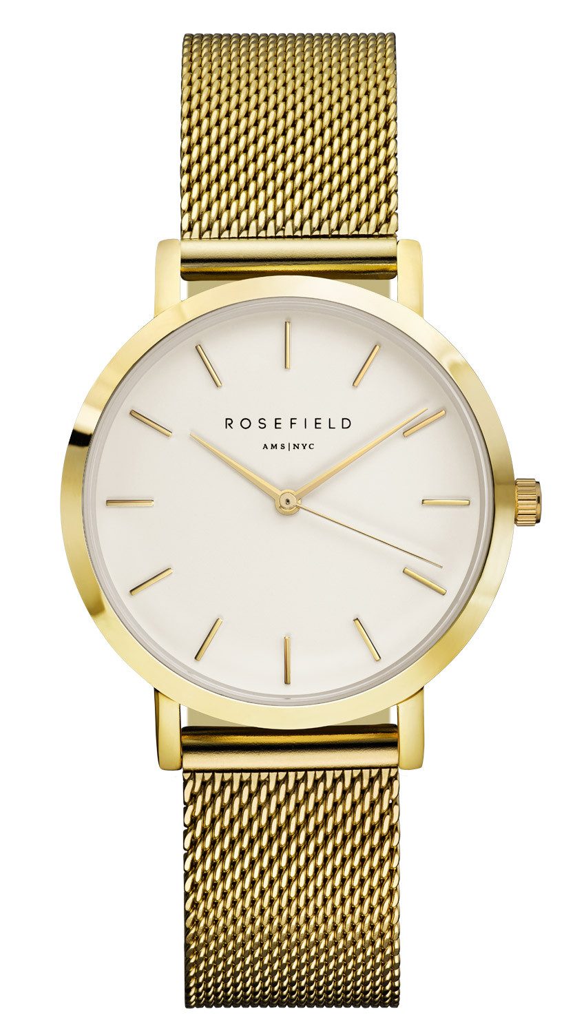 ROSEFIELD Quarzuhr Damen-Tribeca mit Meshband Goldfarben