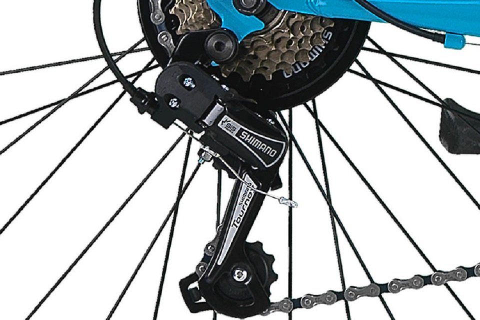 Talson Cityrad 26 Zoll Cityrad, 21 Gang Shimano, Kettenschaltung, mit Beleuchtung nach StVZO und Gepäckträger Türkis