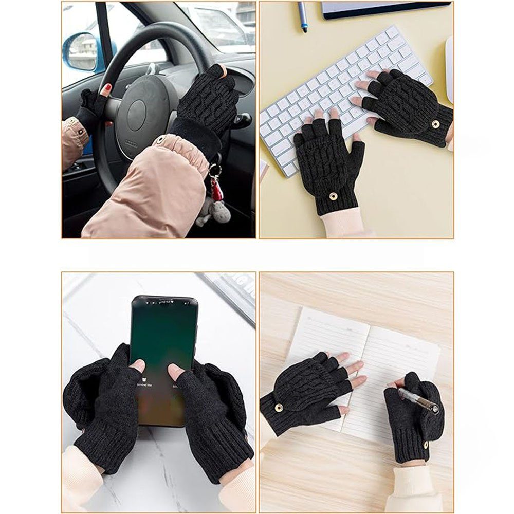 CTGtree Strickhandschuhe Warme Fingerlose Damen Handschuhe Winter Handschuhe