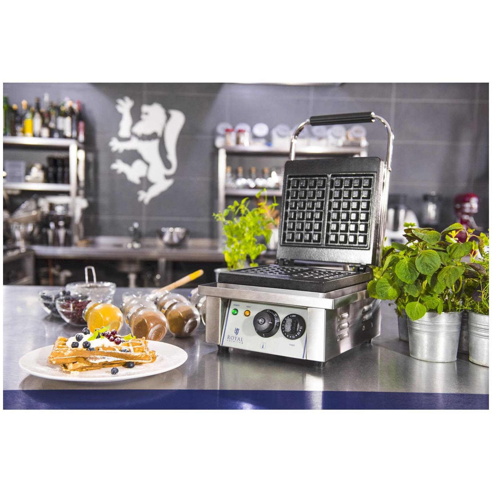 Royal Catering Waffeleisen Waffelautomat Waffelgerät belgische Waffeln 2000W Edelstahl Gastro, 2000 W – Bild 4 von 5