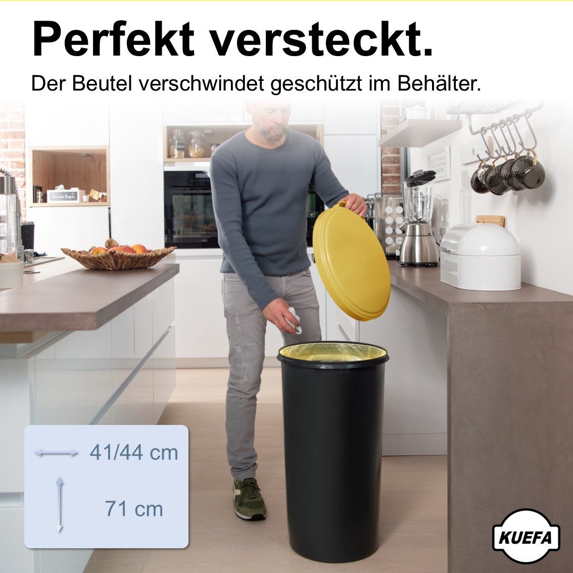 KUEFA Müllsackständer VLC 60L Mülleimer Gelber Sack, inkl. Klemm-Ring, Geruchsdicht – Bild 5 von 5